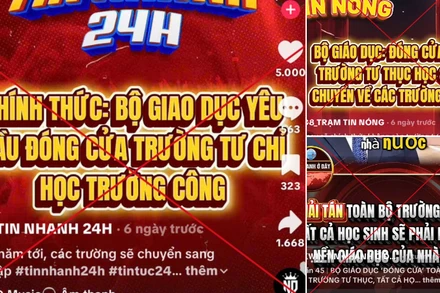 Tin giả về giải tán trường tư thục. (Ảnh: Bộ Giáo dục và Đào tạo cung cấp)