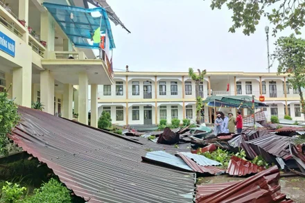 Một trường học bị thiệt hại do bão số 10. (Ảnh: minh họa)