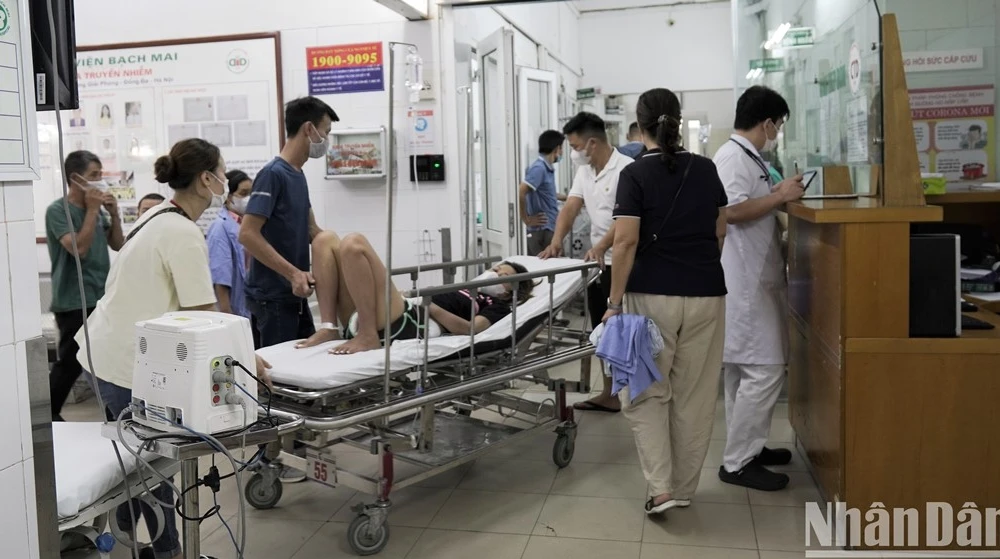 Bệnh nhân sốt xuất huyết có biểu hiện nặng được chuyển vào Trung tâm Bệnh Nhiệt đới, Bệnh viện Bạch Mai. 