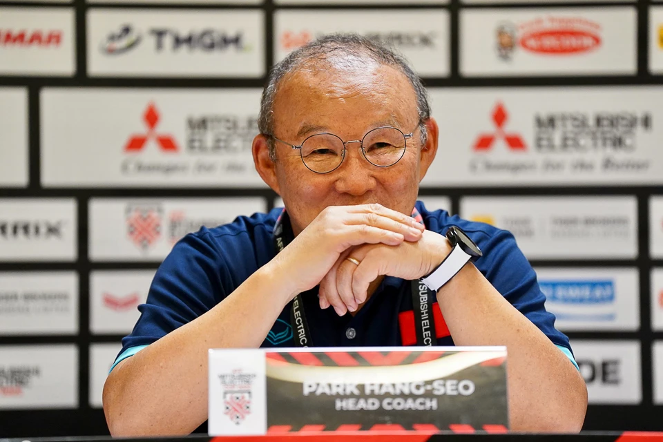 HLV Park Hang-seo tại buổi họp báo sau trận bán kết lượt đi gặp Indonesia, chiều 6/1. (Ảnh: VFF)