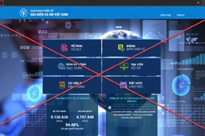 Trang web giả mạo có giao diện tương tự trang chính thức Cổng Dịch vụ công trực tuyến của Bảo hiểm xã hội Việt Nam. (Ảnh: VSS)