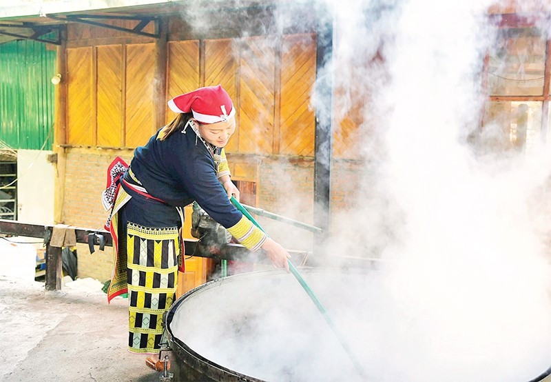 Mô hình tắm lá thuốc của người Dao xã Tả Phìn mang lại thu nhập ổn định cho chị em phụ nữ.