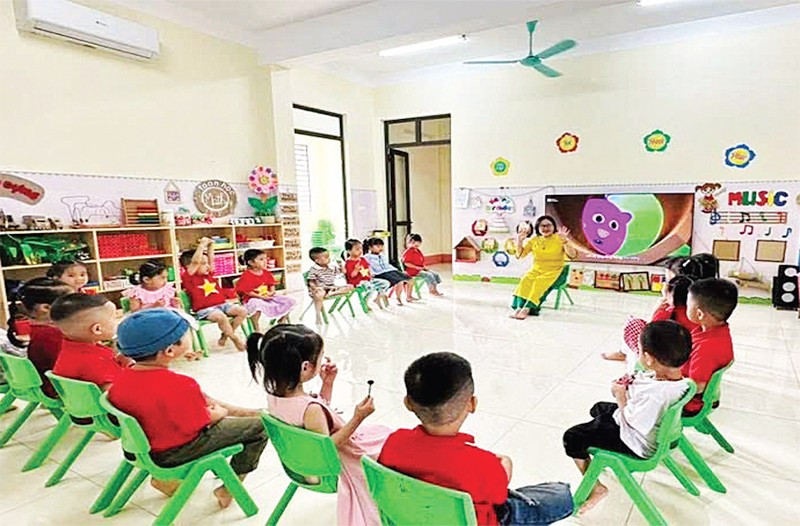 Một giờ học tại Trường mầm non Sông Cầu, phường Bắc Kạn.