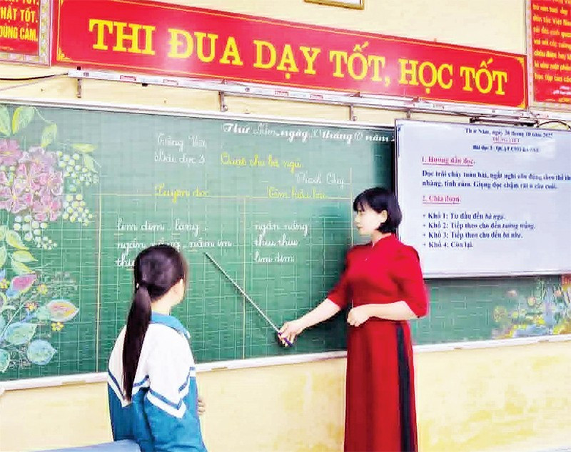 Một tiết học tiếng Việt luyện phát âm L-N tại Trường tiểu học Vũ Thư (xã Vũ Thư, tỉnh Hưng Yên).