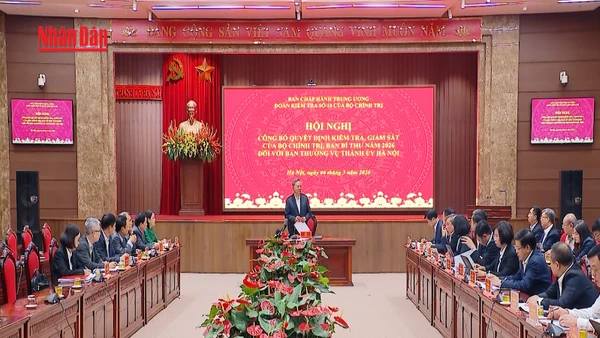 [Video] Tổng Bí thư Tô Lâm dự công bố quyết định kiểm tra, giám sát đối với Ban Thường vụ Thành ủy Hà Nội