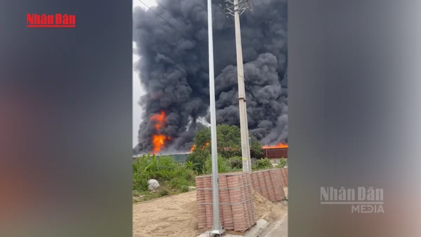 [Video] Dập tắt kịp thời cháy xưởng mút xốp ở Hưng Yên, không có thiệt hại về người