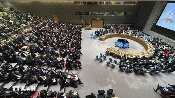 Toàn cảnh phiên họp của Hội đồng Bảo an về vụ Mỹ tấn công và bắt giữ Tổng thống Venezuela. (Ảnh: TTXVN)