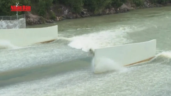 [Video] Hồ thủy lợi lớn nhất nước xả tràn ứng phó áp thấp nhiệt đới 