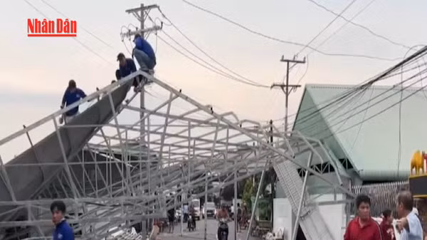 [Video] Dông lốc làm sập và tốc mái gần 50 căn nhà ở Đồng Tháp
