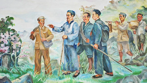 Bác Hồ về nước (28-1-1941). Tranh: TRỊNH PHÒNG