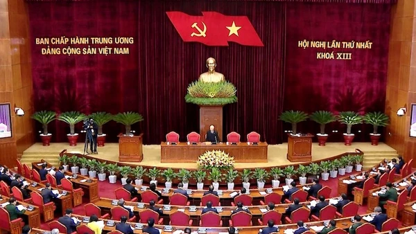 Hình ảnh tại Hội nghị lần thứ nhất, Ban Chấp hành Trung ương Đảng khóa XIII. (Ảnh: Trung tâm Báo chí Đại hội XIII)