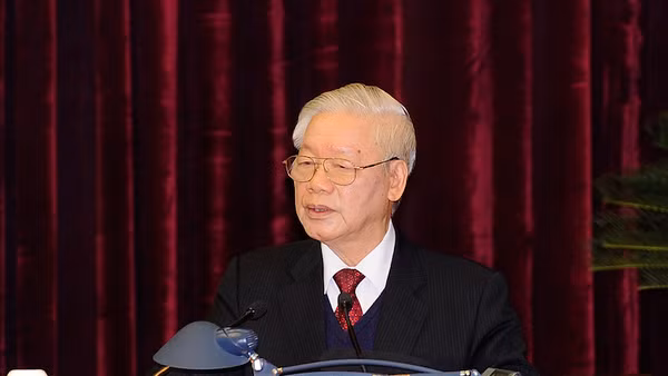 Tổng Bí thư, Chủ tịch nước Nguyễn Phú Trọng phát biểu bế mạc Hội nghị lần thứ 15 Ban Chấp hành Trung ương Đảng khóa XII (Ảnh: ĐĂNG KHOA)