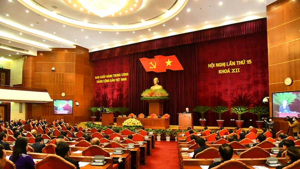 Bế mạc Hội nghị lần thứ 15 Ban Chấp hành Trung ương Đảng khóa XII (Ảnh: ĐĂNG KHOA)