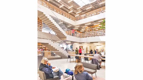 Không gian một thư viện hiện đại Utopia ở Bỉ.