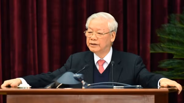 Tổng Bí thư, Chủ tịch nước Nguyễn Phú Trọng phát biểu bế mạc Hội nghị lần thứ 14 Ban Chấp hành Trung ương Đảng khóa XII. 