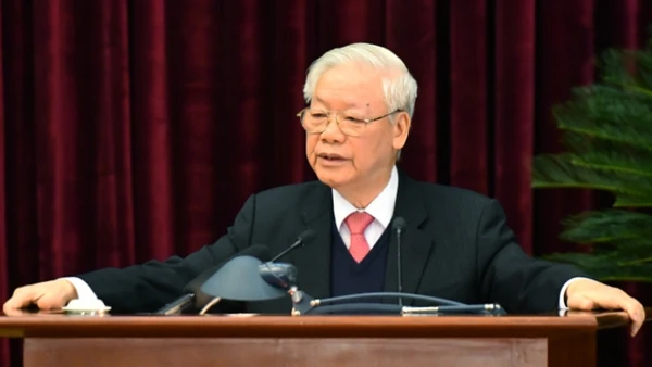 Tổng Bí thư, Chủ tịch nước Nguyễn Phú Trọng phát biểu bế mạc Hội nghị lần thứ 14 Ban Chấp hành Trung ương Đảng khóa XII. 