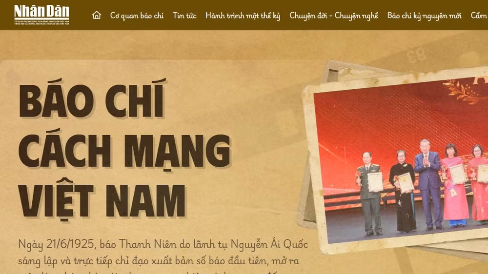 Giao diện chuyên trang Báo chí cách mạng Việt Nam.