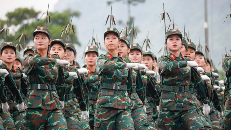 Bộ đội hợp luyện chuẩn bị cho Lễ kỷ niệm, diễu binh, diễu hành 80 năm Cách mạng tháng Tám thành công và Quốc khánh 2/9. (Ảnh: TV)