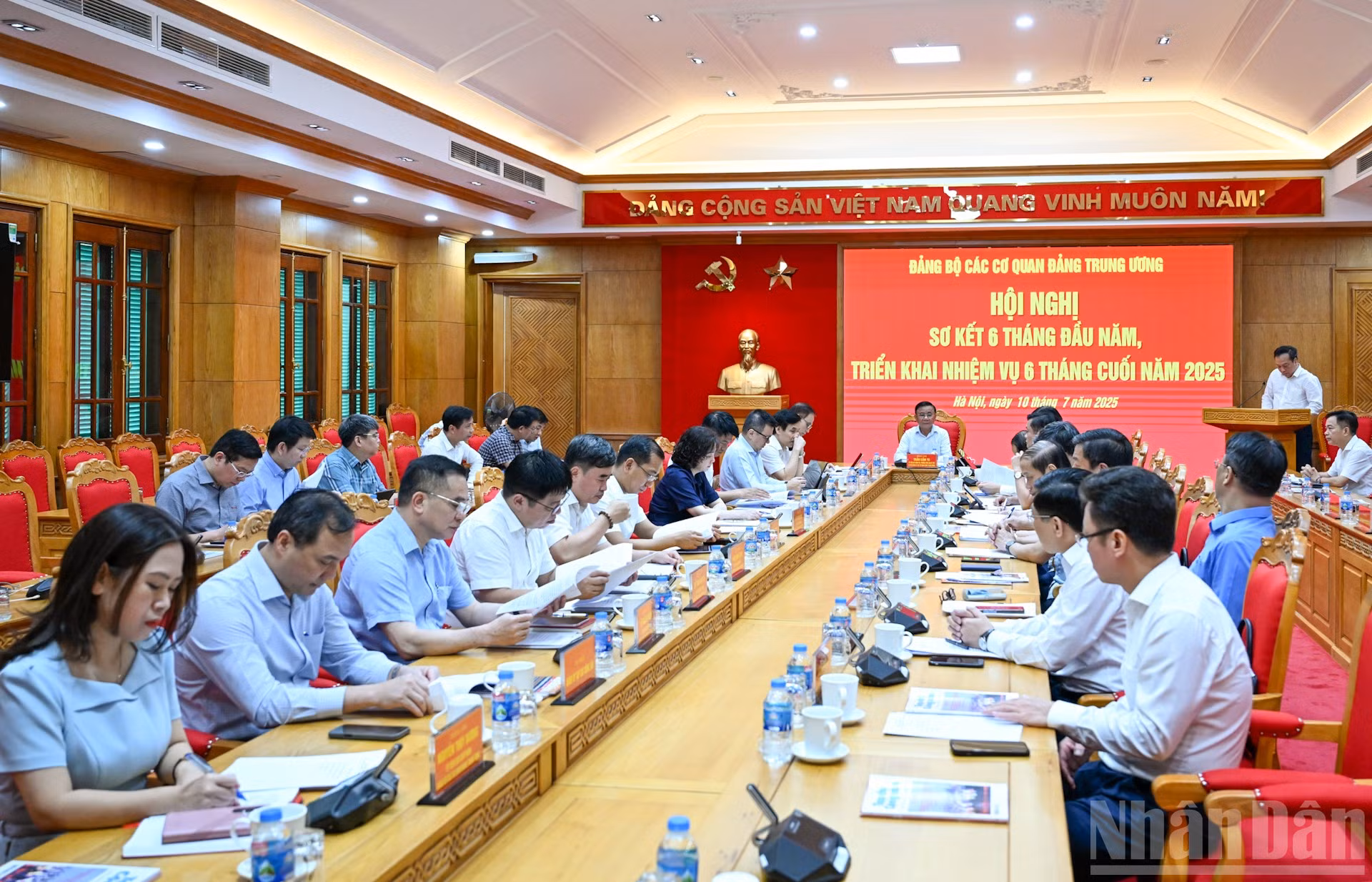 Quang cảnh Hội nghị sơ kết 6 tháng đầu năm, triển khai nhiệm vụ 6 tháng cuối năm 2025 của Đảng bộ các cơ quan Đảng Trung ương. 