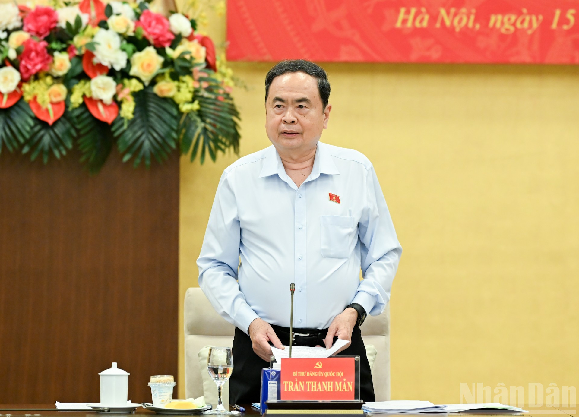 Bí thư Đảng ủy Quốc hội, Chủ tịch Quốc hội Trần Thanh Mẫn phát biểu bế mạc hội nghị. ndo_br_8-2370.jpg