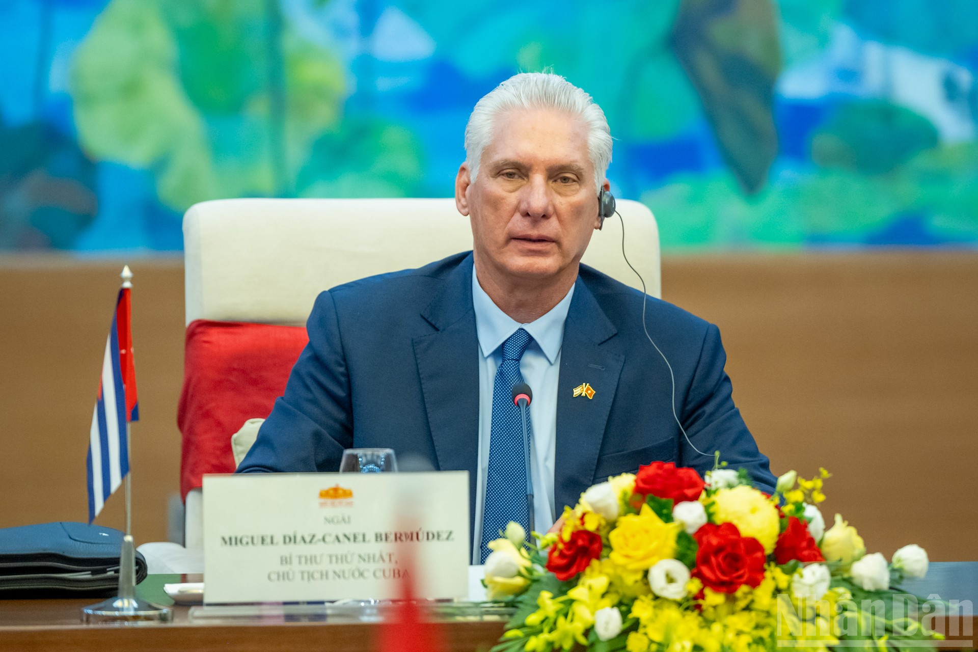 Kubas förste sekreterare och president Miguel Diaz-Canel Bermudez talar vid mötet. ndo_br_z72-5774.jpg