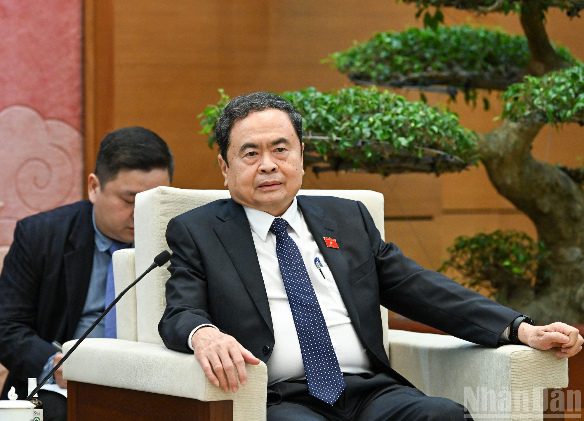 Chủ tịch Quốc hội Trần Thanh Mẫn phát biểu tại buổi tiếp. (Ảnh: DUY LINH) ndo_br_bnd-3722.jpg