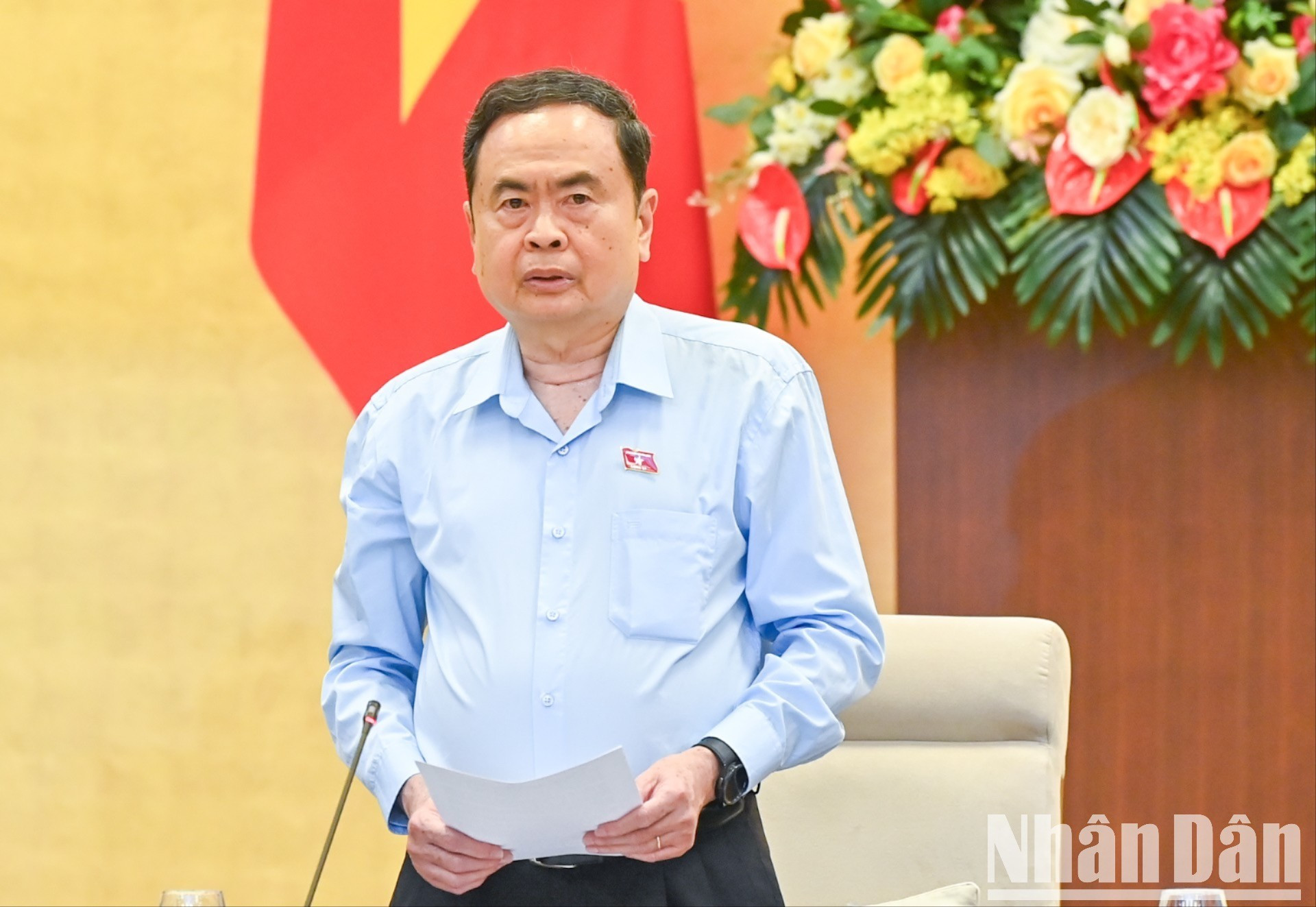 Chủ tịch Quốc hội Trần Thanh Mẫn phát biểu khai mạc, gợi mở các nội dung thảo luận tại phiên họp. 3-4208-8031.jpg