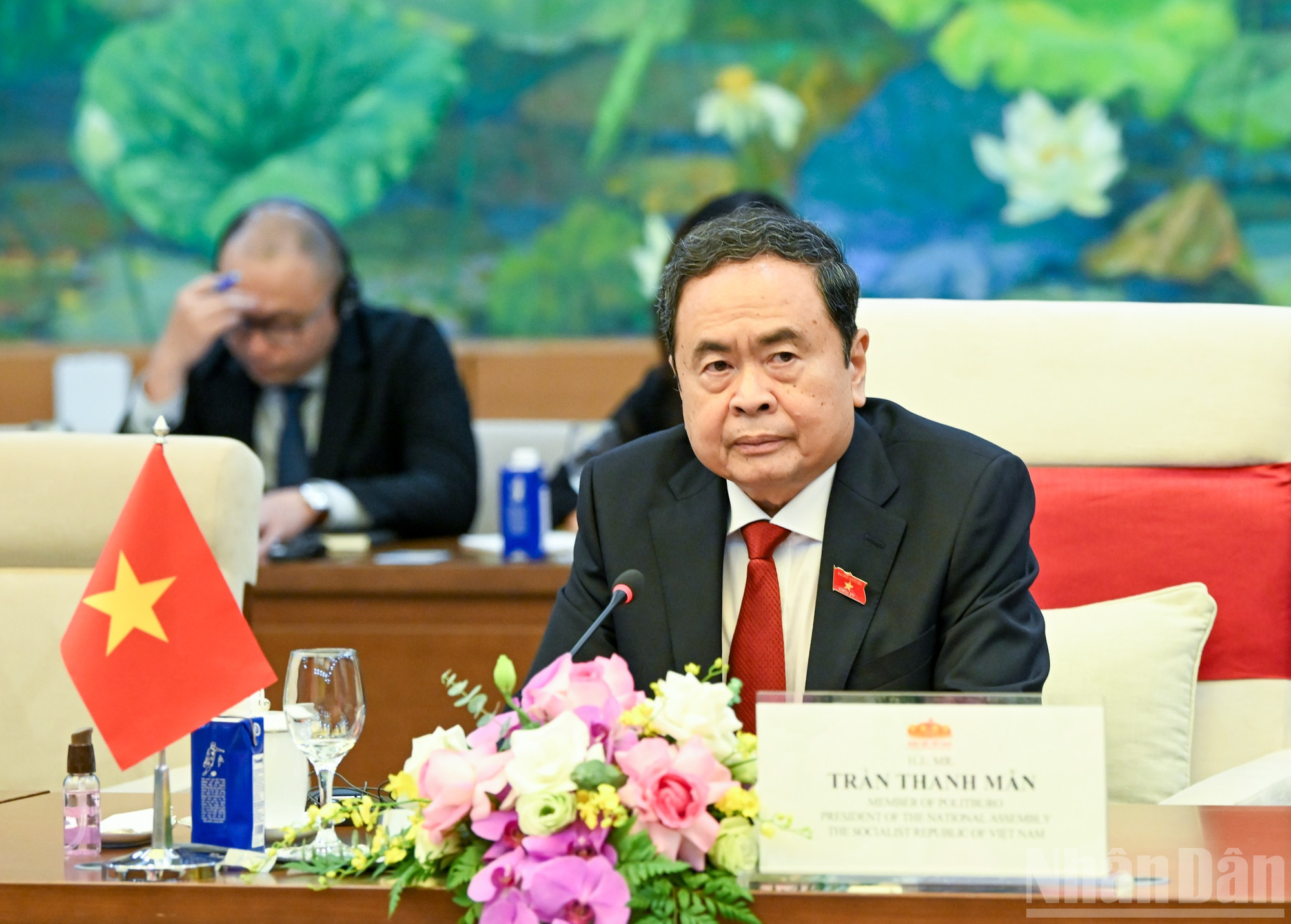 Chủ tịch Quốc hội Trần Thanh Mẫn phát biểu tại cuộc tiếp. (Ảnh: DUY LINH) ndo_br_bnd-2697.jpg
