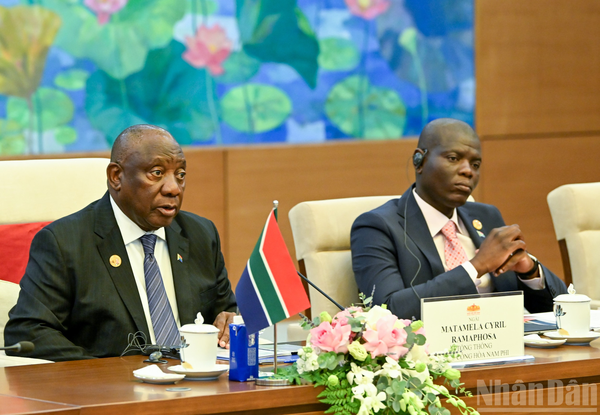 Tổng thống Nam Phi Matamela Cyril Ramaphosa phát biểu tại hội kiến. ndo_br_bnd-2285.jpg