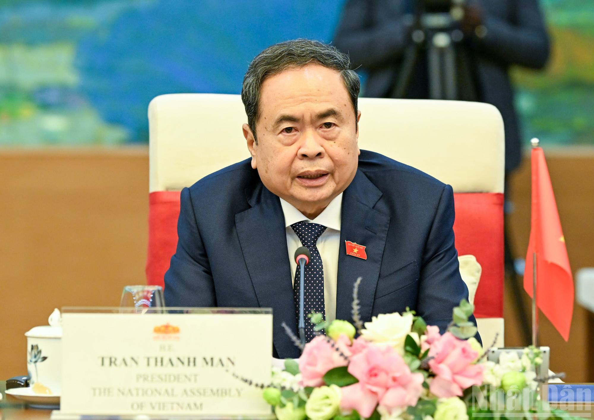Chủ tịch Quốc hội Trần Thanh Mẫn phát biểu tại hội kiến. ndo_br_bnd-2263.jpg