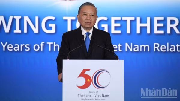 Tổng Bí thư, Chủ tịch nước Tô Lâm phát biểu tại Diễn đàn Doanh nghiệp Việt Nam-Thái Lan. (Ảnh: XUÂN SƠN)