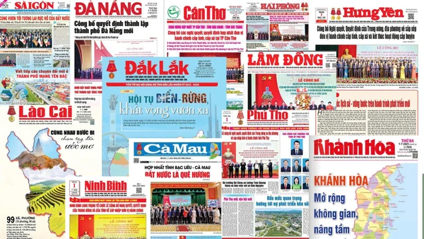 [Ảnh] Hình ảnh trang nhất báo Đảng địa phương xuất bản ngày 1/7 sau khi sáp nhập tỉnh, thành phố