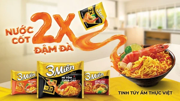 Gói nước cốt 2X gấp đôi đậm đà giúp Mì 3 Miền gói trọn tinh túy ẩm thực Việt trong từng sản phẩm.