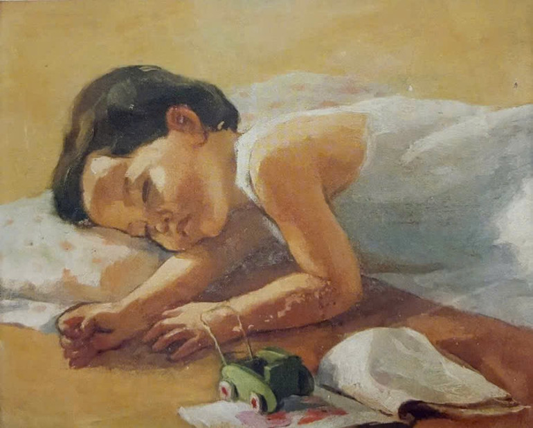 "Bé ngủ", tranh sơn dầu, sáng tác năm 1961. z6887999051778-2be0b4d2420ee70b9af834b0b2b6a7ef.jpg