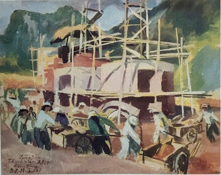 "Thanh niên xung phong 570 Lũng Cầu-Đồng Đăng", tranh bột màu, sáng tác năm 1967. z6887999058261-ddf9eda90439dea59b146cd2a40e5e70.jpg