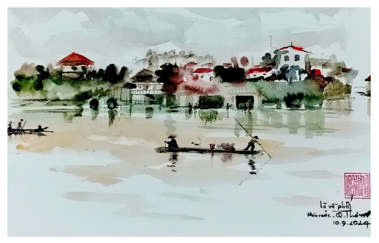 „Floods in the City“, ein Werk des Künstlers aus dem Jahr 2024. z6952383418634-9efabc1495fa3e301d0d5a2cdc3a6cb2.jpg