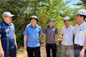 Đoàn công tác của Ủy ban nhân dân thành phố Đà Nẵng kiểm tra tình hình triển khai thực hiện các dự án tại Khu Công nghiệp Tam Anh, tại xã Tam Anh. 