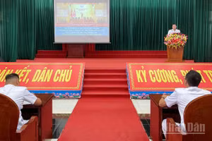 Cán bộ tham gia thi báo cáo viên ở các đơn vị trực thuộc Vùng Cảnh sát biển 2.