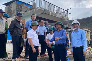 Lãnh đạo tỉnh Gia Lai và phường Quy Nhơn kiểm tra công tác khắc phục bão lũ năm 2025 tại khu phố 9 (Ảnh: Hải Minh)