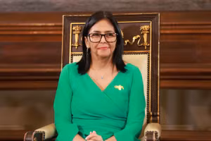 Bà Delcy Rodriguez tại lễ tuyên thệ nhậm chức quyền Tổng thống Venezuela, tại Caracas, ngày 5/1/2026. (Ảnh: THX/TTXVN)