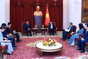 Quang cảnh cuộc tiếp Đại sứ Hàn Quốc tại Việt Nam Choi Young Sam. (Ảnh: ĐĂNG KHOA)