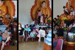 Những hình ảnh người dân ghi lại trong những ngày tránh lụt ở chùa Long Quang.