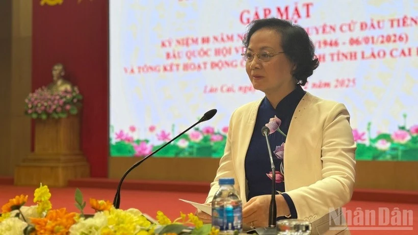 Phó Thủ tướng Phạm Thị Thanh Trà phát biểu tại buổi gặp mặt. (Ảnh: THANH SƠN)