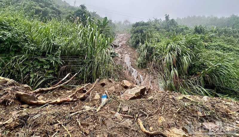Mưa lớn khiến các xã miền núi tỉnh Quảng Ngãi liên tục xảy ra sạt lở núi.