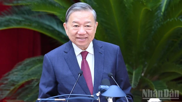 Tổng Bí thư Tô Lâm phát biểu bế mạc Hội nghị lần thứ 14 Ban Chấp hành Trung ương Đảng khóa XIII. (Ảnh: ĐĂNG KHOA)