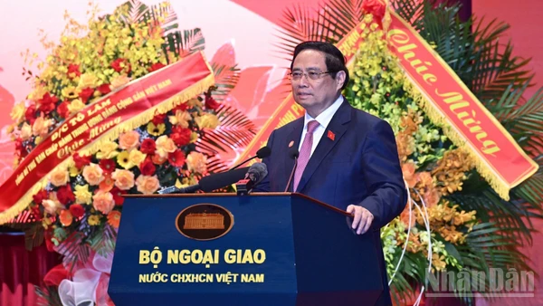 Thủ tướng Chính phủ Phạm Minh Chính phát biểu ý kiến chỉ đạo Đại hội Thi đua yêu nước Bộ Ngoại giao giai đoạn 2025-2030. (Ảnh: Trần Hải)