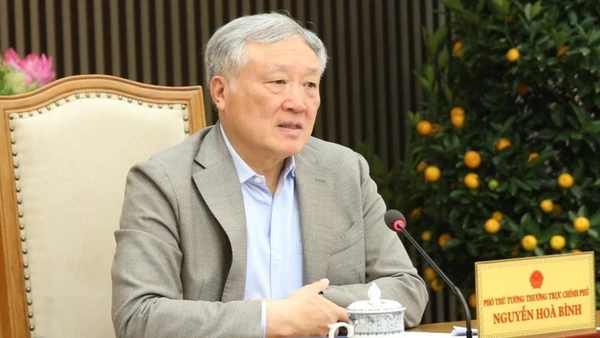 Phó Thủ tướng Thường trực Chính phủ Nguyễn Hòa Bình nhấn mạnh, hạ tầng về công nghệ thông tin là một thành tố rất quan trọng của Trung tâm Tài chính quốc tế. (Ảnh: VGP/Nguyễn Hoàng)