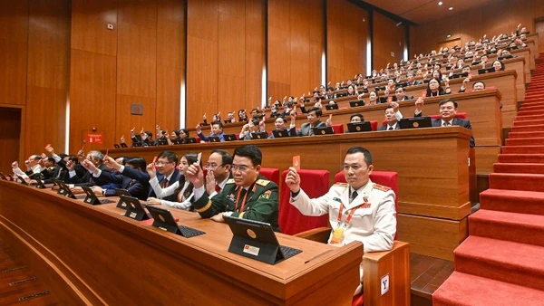 Đại biểu biểu quyết thông qua Quy chế làm việc của Đại hội.