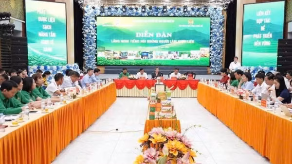 Quang cảnh diễn đàn phát triển dược liệu trên địa bàn tỉnh Nghệ An. (Ảnh: THANH PHÚC)