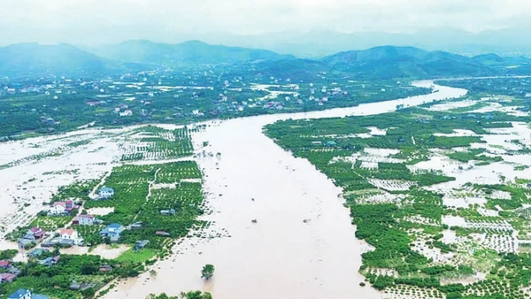 Nâng cao hiệu quả quan trắc giảm thiệt hại từ thời tiết cực đoan. Trong ảnh: Lũ lụt trên sông Lục Nam (Bắc Ninh).